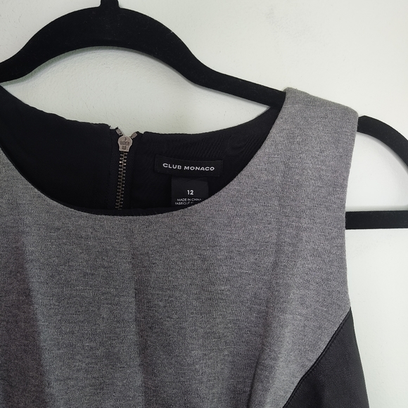 Club Monaco grey and black mixed fabric sleeveless fit and flare dress - Picture 9 of 10